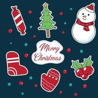 flat illustration of sticker and merry Christmas used for print, app, web, advertising, etc vector