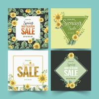 spring sale social media posts vector