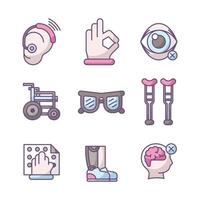 People with Disabilities Icons Collection vector