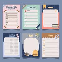 Set of School Journal Planner Template vector