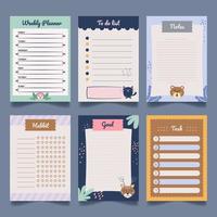Set of Cute Journal Planner Template vector