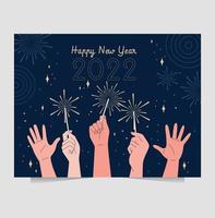 hand drawn new year with flat design template vector