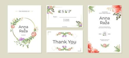 Floral and Leaves Wedding Invitation Template