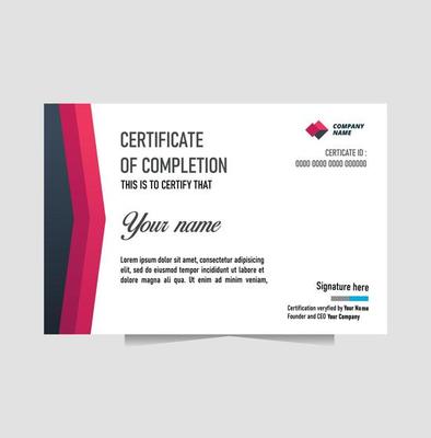 certificate of completion vector template