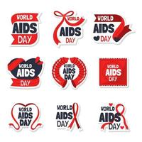 Set of World Aids Day Stickers vector