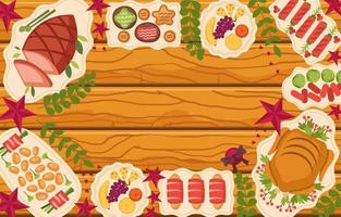 Many Kind Foods in Christmas Concept vector