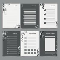 Journal Template and Element Monochrome Themes REV vector