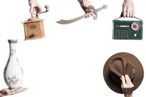 isolated set of objects for an antique market photo