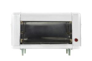 isolated vintage electric oven with chrome surface photo