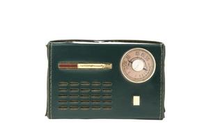 vintage portable radio covered in green leather photo