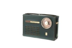 vintage portable radio covered in green leather