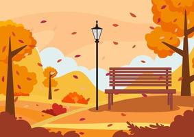 Autumn landscape panorama, vector illustration