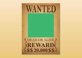 Wanted poster. Vintage wanted poster template. Mockup poster vector