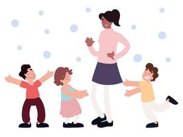 girl and kids vector