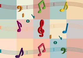 3D Colorful musical notes. Colorful musical notes. Sol key vector