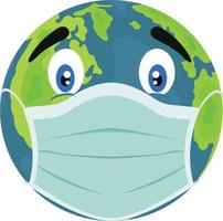 Protect your planet from the viruses. Planet with protective mask vector