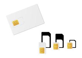 Mobile SIM card types set to vector graphics. Sim, micro sim, nano sim