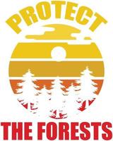 Protect The Forests. Text Message. Forest, Trees, colorful symbol vector