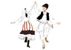 un hombre y una mujer bailan bailes tradicionales. danza popular, danza tradicional vector