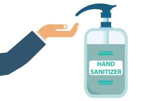 Hand sanitizer bottle, washing gel, disinfection. Hand hygiene liquid. Vector illustration