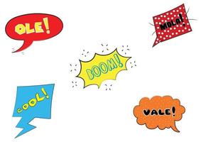 Comics Shapes. Vale, Ola, Mola, Cool, Boom. Comic Shape vector