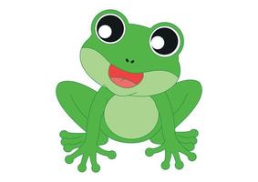 Cartoon Frog who sings. Vector Illustration of Green Frog