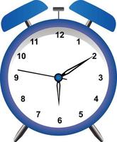 Blue alarm clock wake-up time in flat style vector