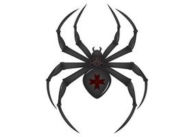 Crusader spider clipart. Black arachnia. Vector illustration of black spider isolated on white background