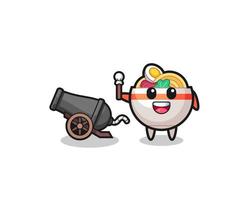 cute noodle bowl shoot using cannon vector