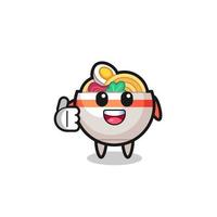 noodle bowl mascot doing thumbs up gesture vector