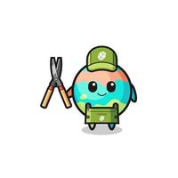 cute bath bombs as gardener mascot vector