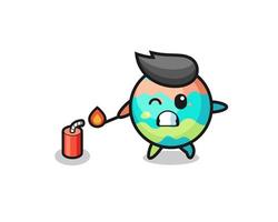 bath bombs mascot illustration playing firecracker vector