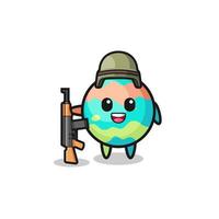 cute bath bombs mascot as a soldier vector