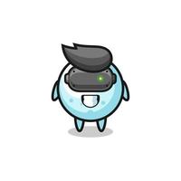 cute snow ball using VR headset vector