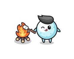 snow ball character is burning marshmallow vector