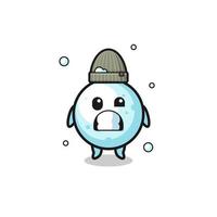 cute cartoon snow ball with shivering expression vector