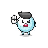 snow ball character doing stop gesture vector