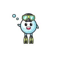 the snow ball diver cartoon character vector