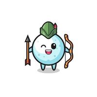 snow ball cartoon as medieval archer mascot vector