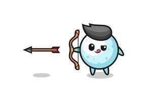 illustration of snow ball character doing archery vector