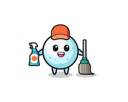lindo personaje de bola de nieve como mascota de los servicios de limpieza vector