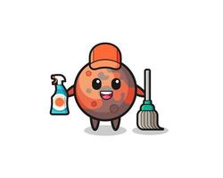 cute mars character as cleaning services mascot vector