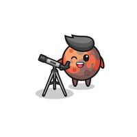 mars astronomer mascot with a modern telescope vector