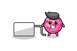 ice cream scoop cartoon is pulling a banner vector