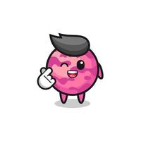 personaje de bola de helado haciendo corazón de dedo coreano vector