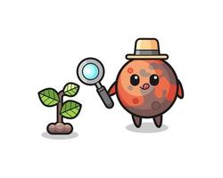 cute mars herbalist researching a plants vector