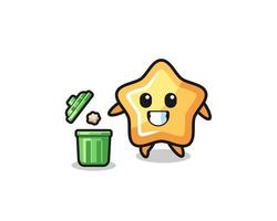 illustration of the star throwing garbage in the trash can vector