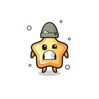 cute cartoon star with shivering expression vector