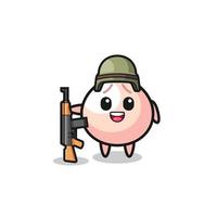 cute meatbun mascot as a soldier vector