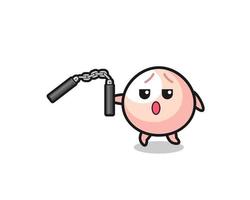 cartoon of meatbun using nunchaku vector